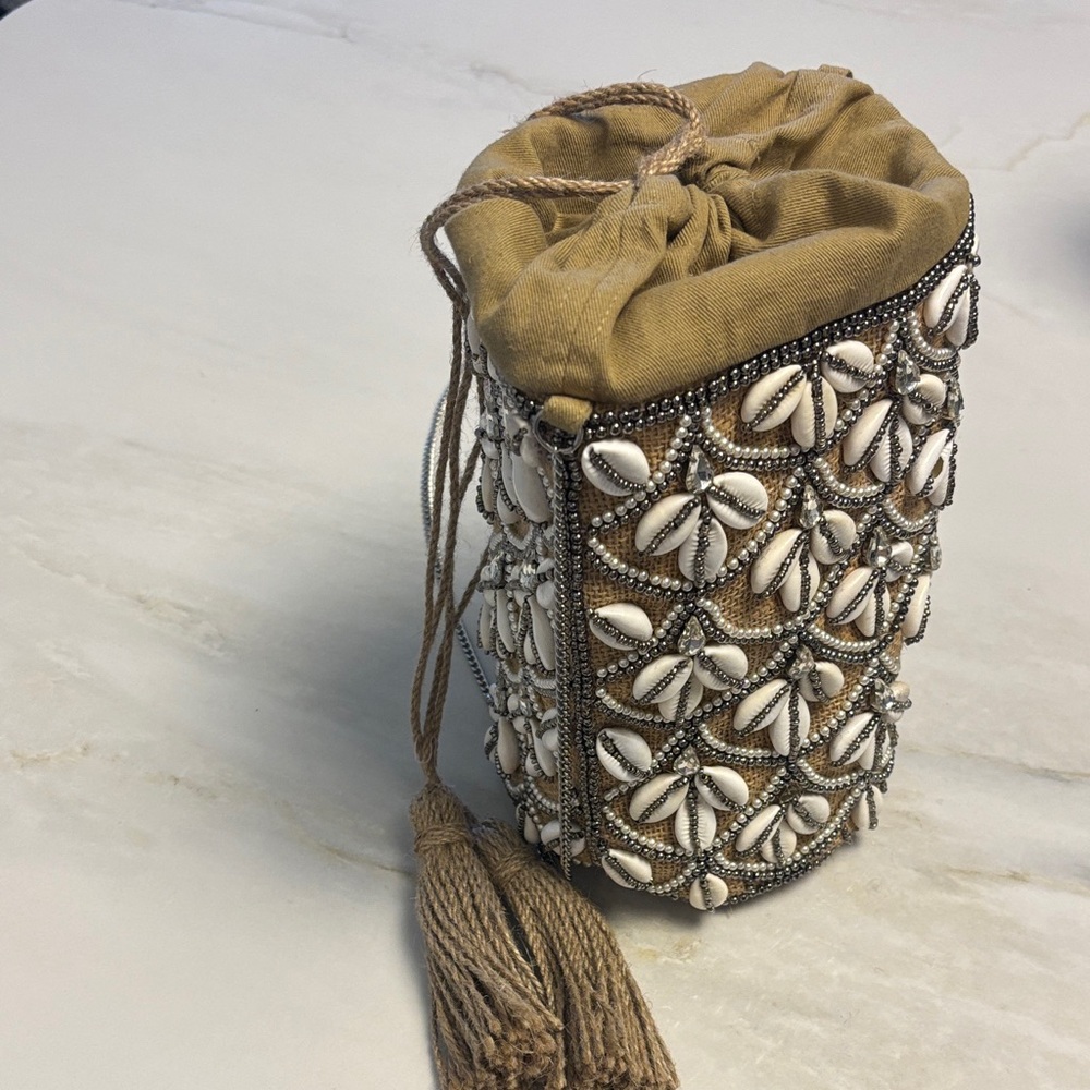 Shell-Embellished Drawstring Mini Bucket Bag In M… - image 4